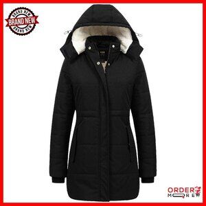 Women's Thick Sherpa Winter Coat Puffy Snow Jacket Removable Hood
